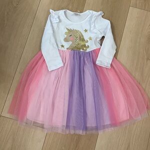 Unicorn Tulle Dress with Pink and Purple Skirt